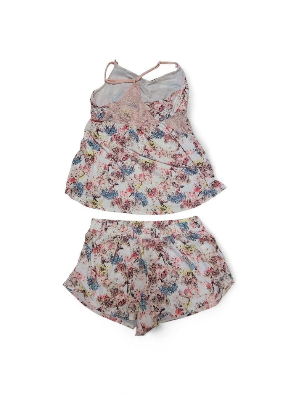 Lane Brant Cacique Pink Floral Lace-Trim Cami & Shorts Sleep Set Size 14-16